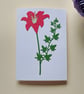Red Paper Lily - Flower Shop Moments, Blank Handmade Floral Card 