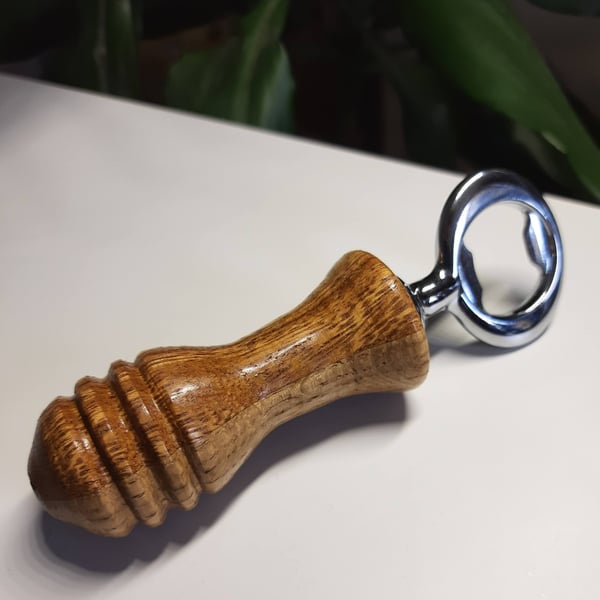 Handmade Woodturned Bottle Opener with Mango, Cherry and Oak Wood