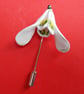 SNOWDROP LAPEL FLOWER PIN White Spring Wedding Corsage HANDMADE HAND PAINTED  - Image 3