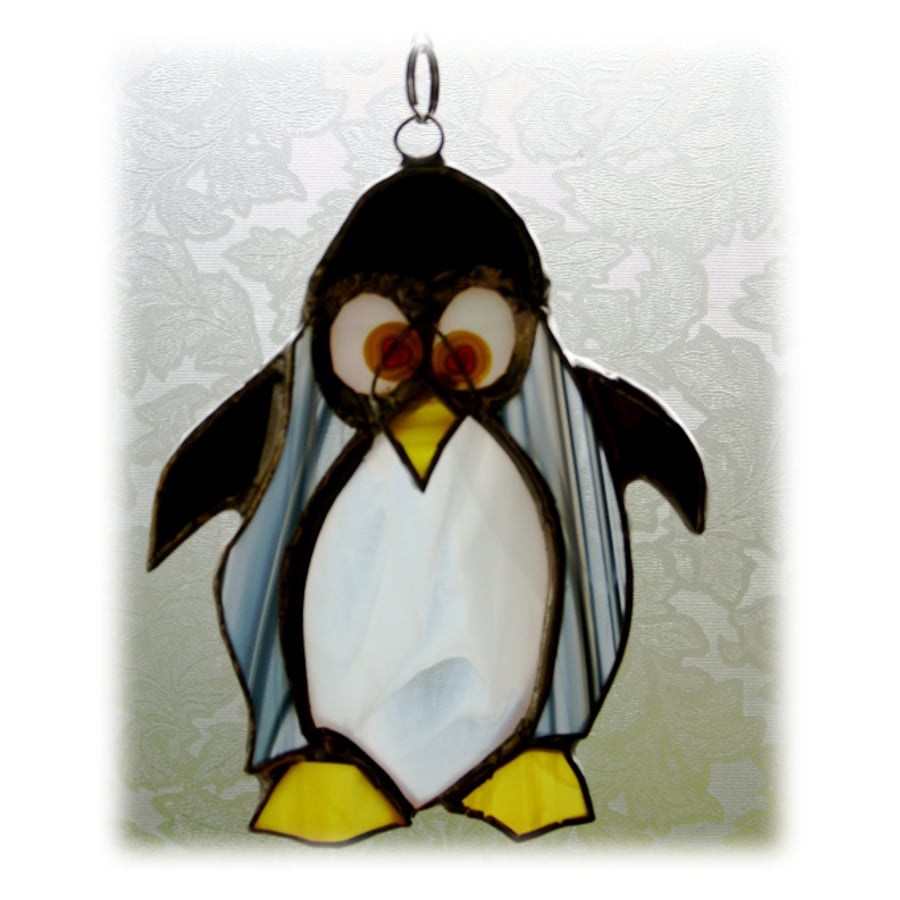 Penguin Suncatcher Handmade Stained Glass Happy Feet 