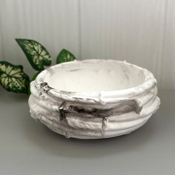 White and Brown Marble Effect Twisted Edge Decorative Bowl – Handmade Home Decor