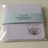 Notecards, Set of Four Blank 'Vintage Tea', Handmade Notecards with Envelopes