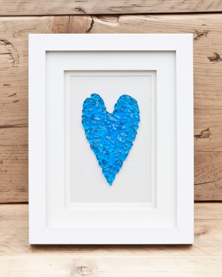 Quirky Turquoise Heart - Fused Glass Picture 