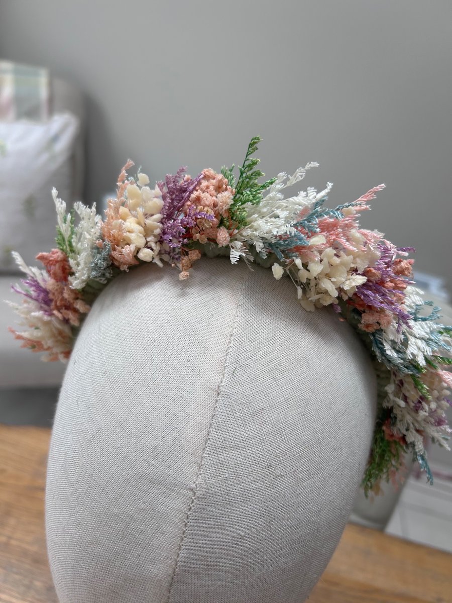 Pretty Pastels Dried Flower Crown 