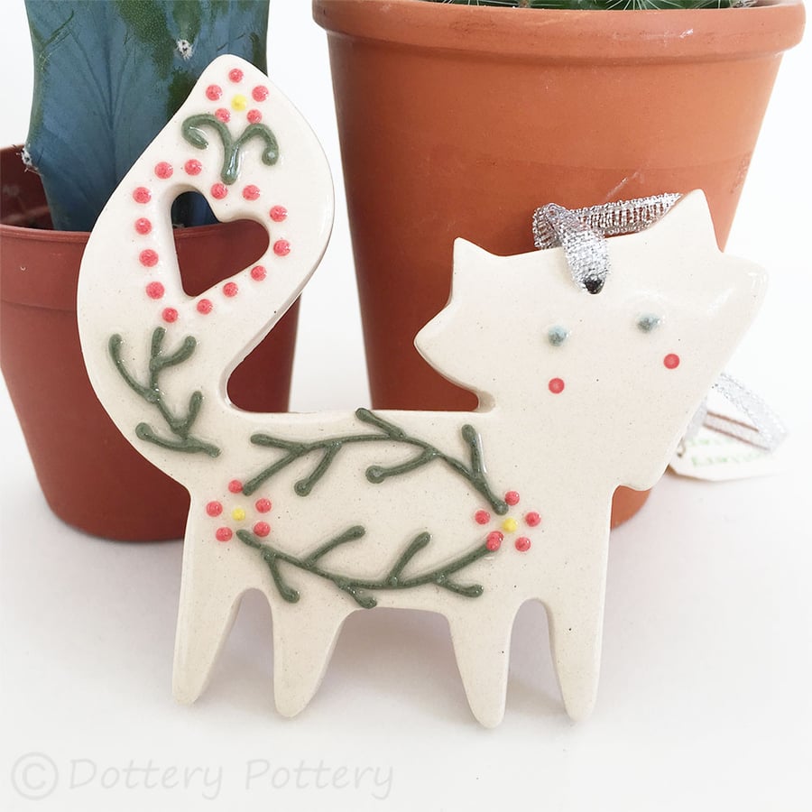 Ceramic folk art foxPottery Fox primitive a rt