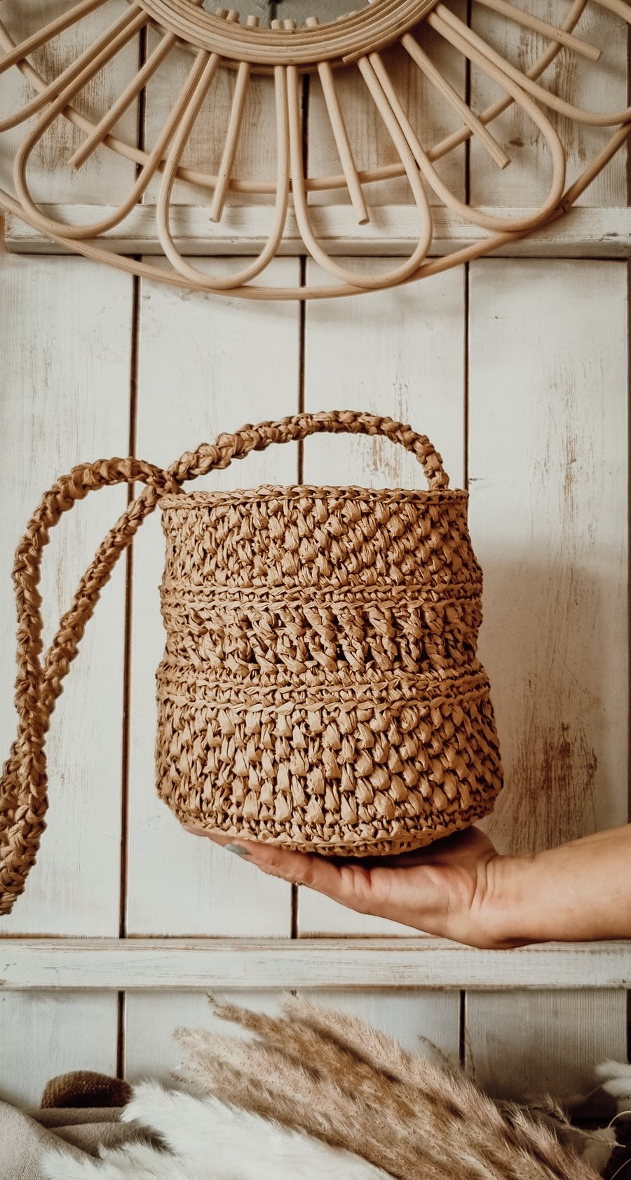 Crochet raffia crossbody bag shoulder bag Folksy