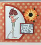 Handmade good luck card - girl with phone - Image 1