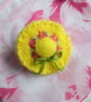 Hand Embroidered Miniature Hat Brooch - Sunshine Yellow Floral - Image 1