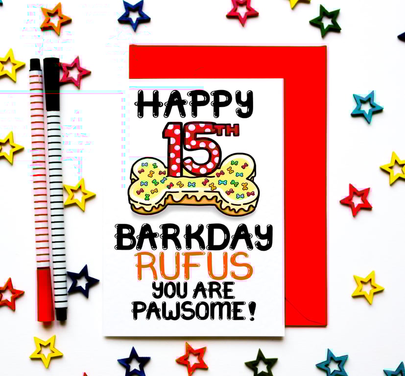 Personalised 15th Birthday Card For The Dog, Dogs, Fur Baby Age Birthday Card
