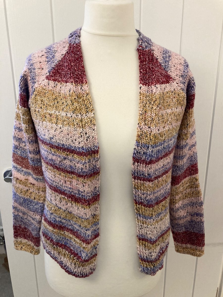 Handmade Multistriped edge to edge cardigan Acr... - Folksy