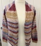 Handmade Multistriped edge to edge cardigan Acrylic cotton and wool blend size M