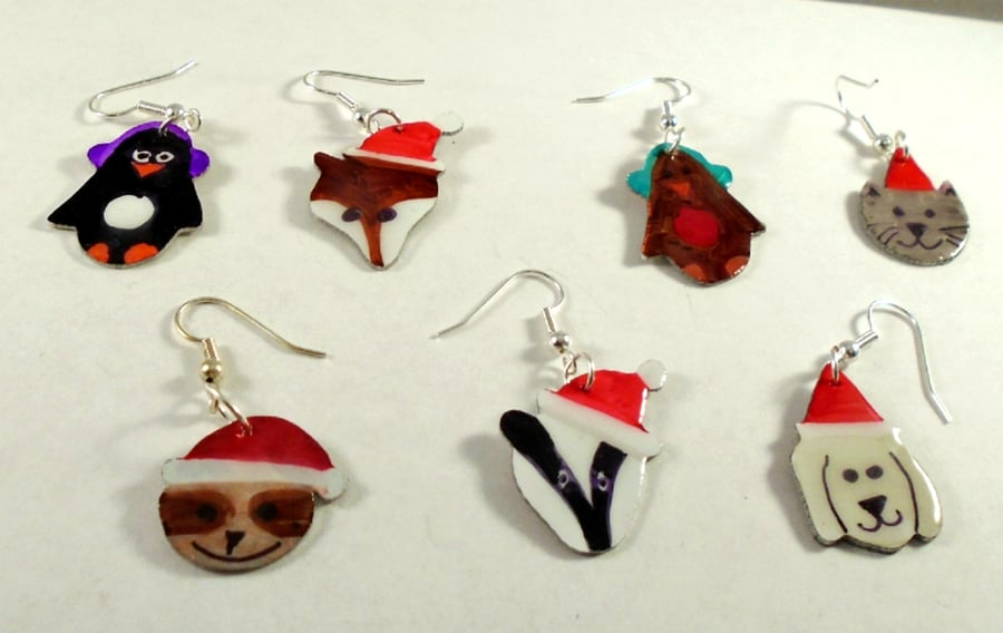 Aluminium Novelty Week of Christmas Earrings Animal Set 2