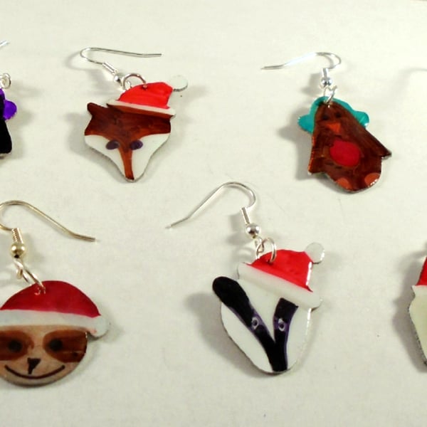 Aluminium Novelty Week of Christmas Earrings Animal Set 2