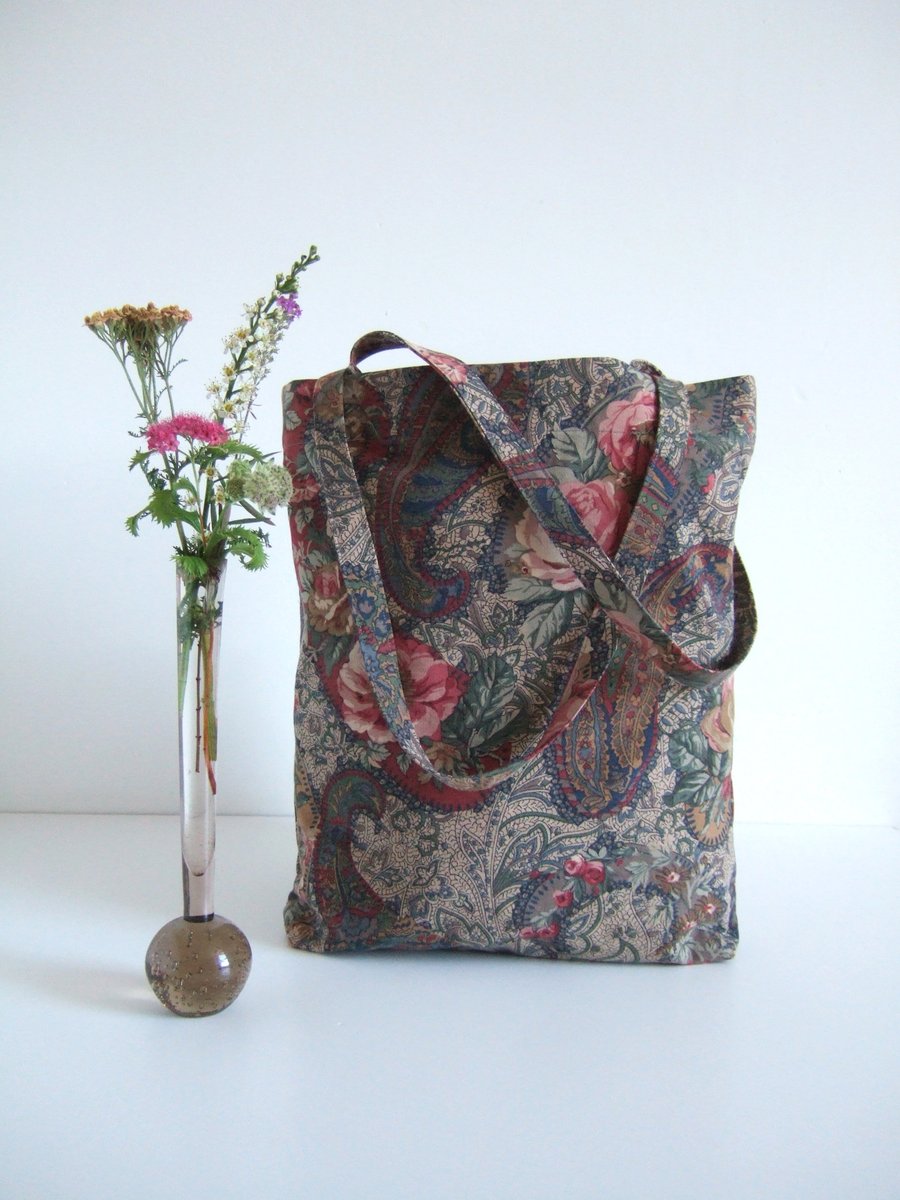 Tote bag, book bag, or foldaway shopping bag in a vintage Sanderson fabric print