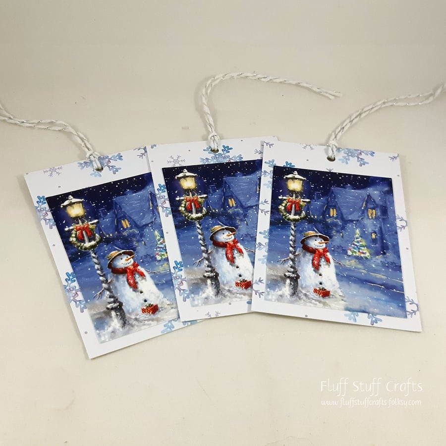 Pack of 3 snowman  handmade Christmas gift tags