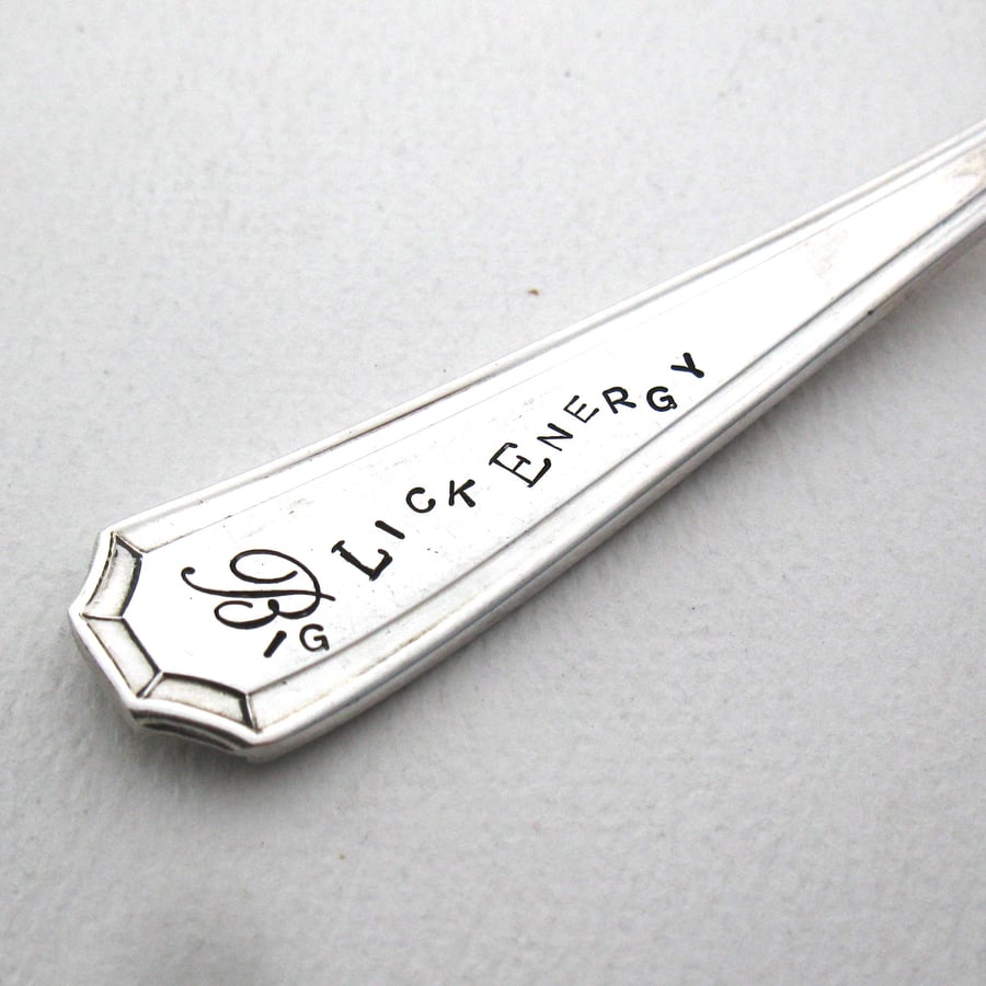 Hand stamped soup spoon, Big Lick Energy - Folksy