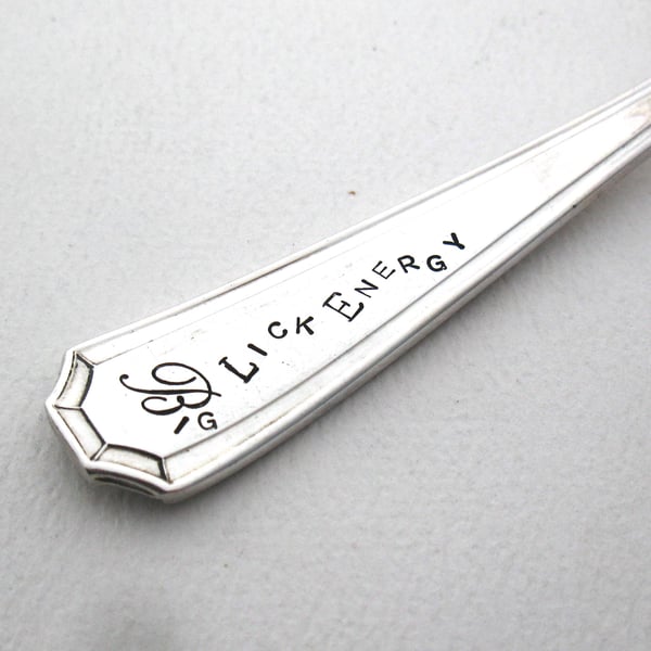 Hand stamped soup spoon, Big Lick Energy