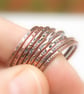 Set of 8 copper stacking rings, Oxidised thin copper rings - Image 3