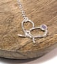 Sterling Silver Knotted Heart and Amethyst Pendant Necklace
