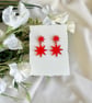 Mirror Red Starburst Earrings - Statement Star Dangles