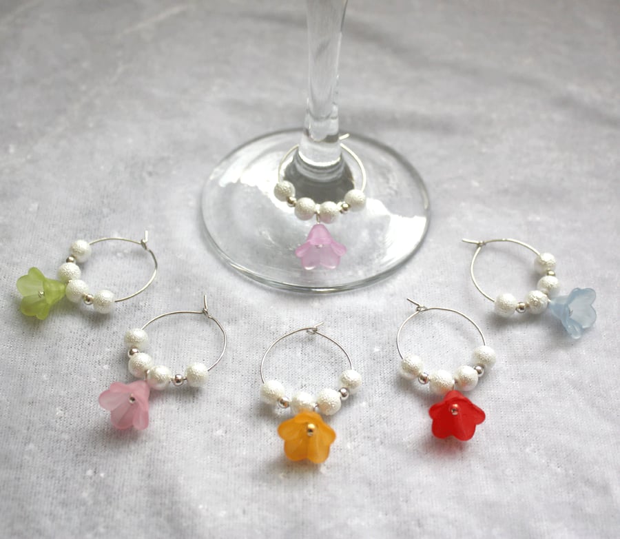 Wine Glass Charms with Flowers 01