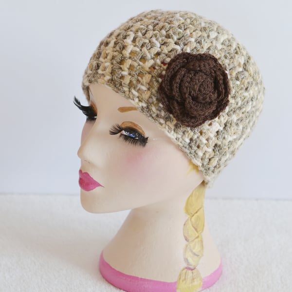 Hat Flower Beanie hat Womens Winter hat