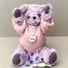 Dusky lilac collectable artist bear, dressed teddy bear by Bearlescent 