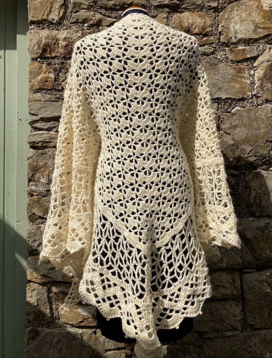 Alpaca and Wool Handmade Wedding Shawl