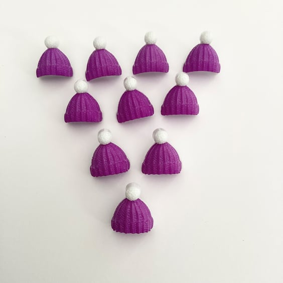 Purple Bobble hat novelty buttons 15mm
