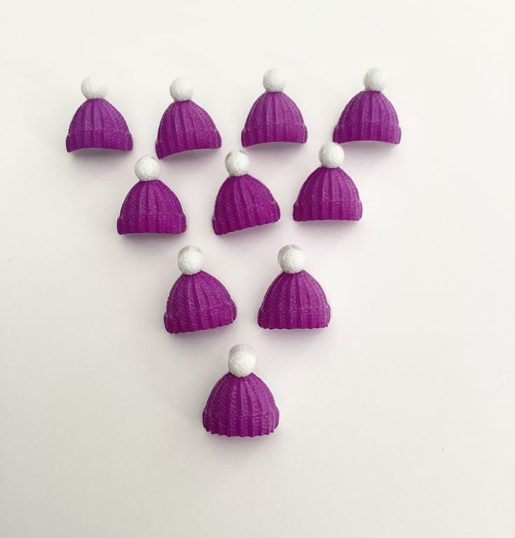 Purple Bobble hat novelty buttons 15mm