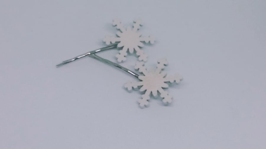 Snow flake hair clips Christmas