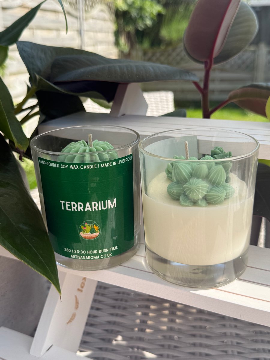 Terrarium Succulent Candle - Fresh Linen Scent - Home decor - Candle