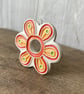 Intricate ceramic flower decoration orange - Image 2