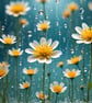 Daisies in The Rain Greeting Card A5