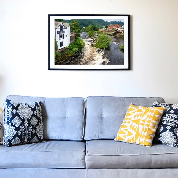 Llangollen white water rapids print – River Dee, Wales wall art