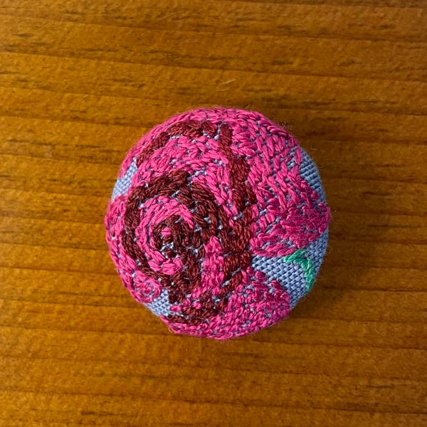 Hand embroidered button - price includes UK postage