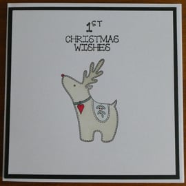 Seconds Sunday - Personalised 1st Christmas Card - Scandi Reindeer