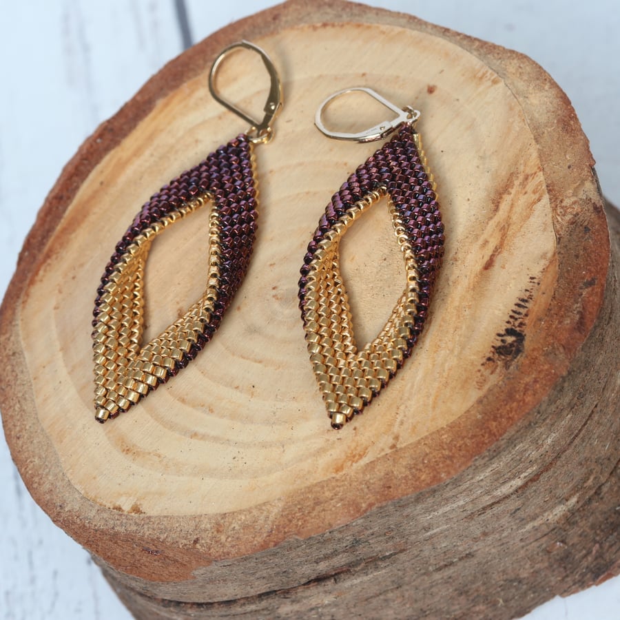 Bronze and Gold Leaf Earrings