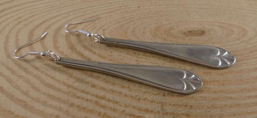 Upcycled Silver Plated Gothic Sugar Tong Handle Earrings SPE032106