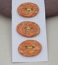 3 Medium Oval Terracotta Glazed Brocade Pattern Ceramic Buttons - Image 1