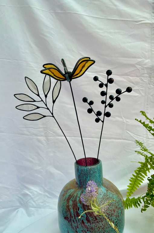 Stained Glass Flower - Handmade 3D Yellow Clematis