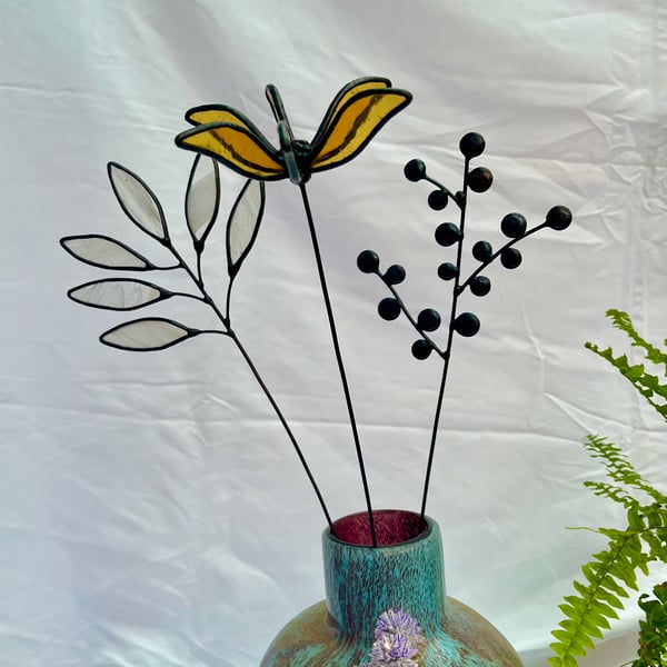 Stained Glass Flower - Handmade 3D Yellow Clematis