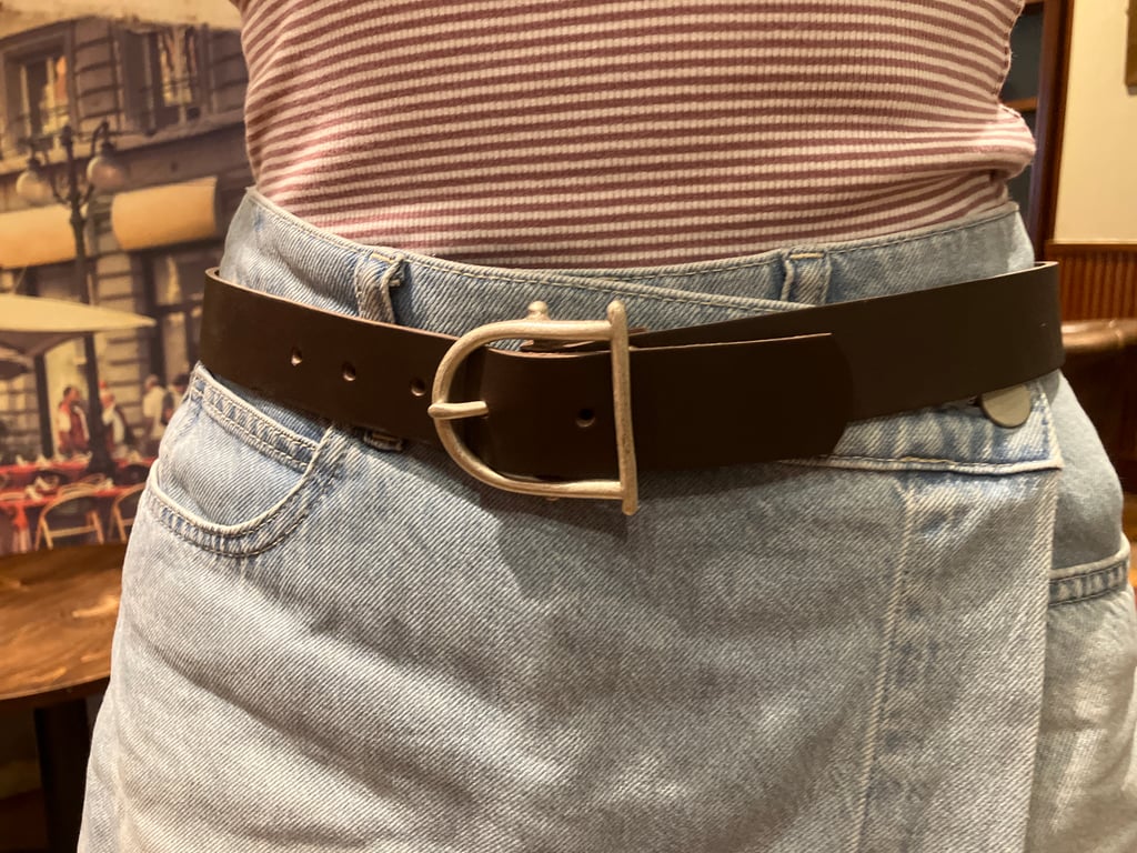 1.25" Width Brown Leather Belt - hole punched at 28 - 32 inches - FREE SHIPPING