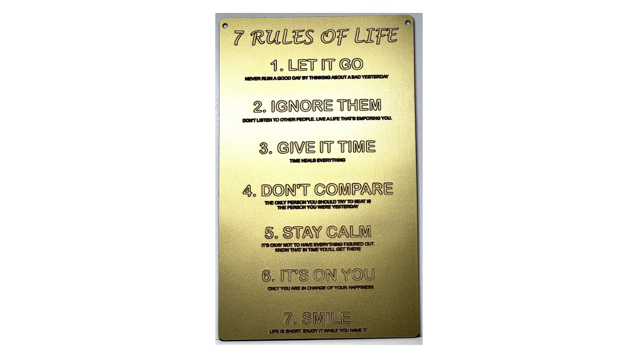 7 rules of everyday life for a calm lifestyle - Wall art Sign