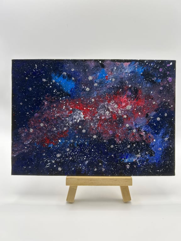 Original mix media  picture of space. 5x7" canvas board 