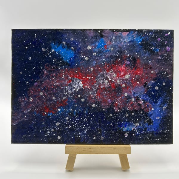 Original mix media  picture of space. 5x7" canvas board 