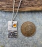 Silver mountains, landscape pendant with amber sun  - Image 4