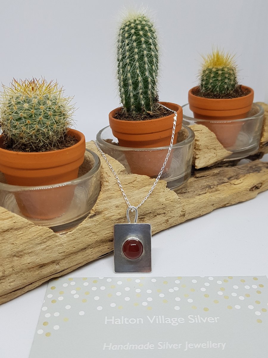 Carnelian Silver Pendant and Necklace