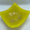 Fused glass yellow trinket dish