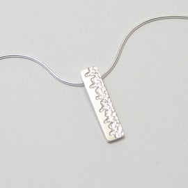 Sterling Silver Eclipse Small Rectangular Pendant, 16" Snake Chain